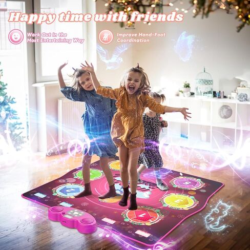 Dance Mat for Kids Ages 4-8, LED Light-Up Electronic Dance Pad Toys with Bluetooth, 6 Game Modes Kids Dance Mat, 13 Built-in Music, Birthdays, Christmas, Xmas, New Year Gift for Girls/Boys/Children in Saudi Arabia