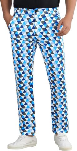 Lars Amadeus Argyle Golf Pants for Men's Triangle Plaid Geometric Pattern Suit Trousers in Saudi Arabia