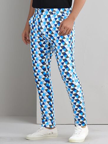 Lars Amadeus Argyle Golf Pants for Men's Triangle Plaid Geometric Pattern Suit Trousers in Saudi Arabia
