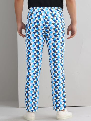 Lars Amadeus Argyle Golf Pants for Men's Triangle Plaid Geometric Pattern Suit Trousers in Saudi Arabia