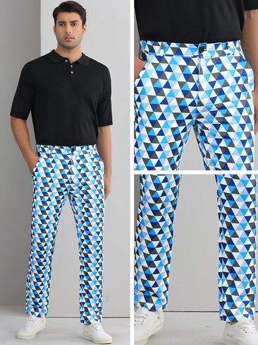 Lars Amadeus Argyle Golf Pants for Men's Triangle Plaid Geometric Pattern Suit Trousers in Saudi Arabia
