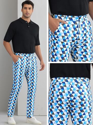 Lars Amadeus Argyle Golf Pants for Men's Triangle Plaid Geometric Pattern Suit Trousers in Saudi Arabia