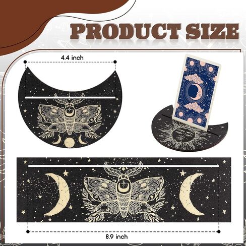 Queekay 6 Pieces Wooden Tarot Card Holder Stand Include Tarot Card Deck Holders Moon Shaped Tarot Card Display Black Altar Card Stands for Oracle Witch Divination Tools Tarot Decor Wiccan Supplies in Saudi Arabia