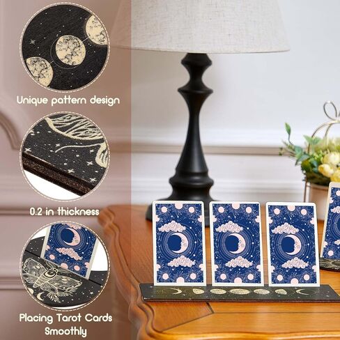 Queekay 6 Pieces Wooden Tarot Card Holder Stand Include Tarot Card Deck Holders Moon Shaped Tarot Card Display Black Altar Card Stands for Oracle Witch Divination Tools Tarot Decor Wiccan Supplies in Saudi Arabia