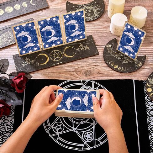 Queekay 6 Pieces Wooden Tarot Card Holder Stand Include Tarot Card Deck Holders Moon Shaped Tarot Card Display Black Altar Card Stands for Oracle Witch Divination Tools Tarot Decor Wiccan Supplies in Saudi Arabia