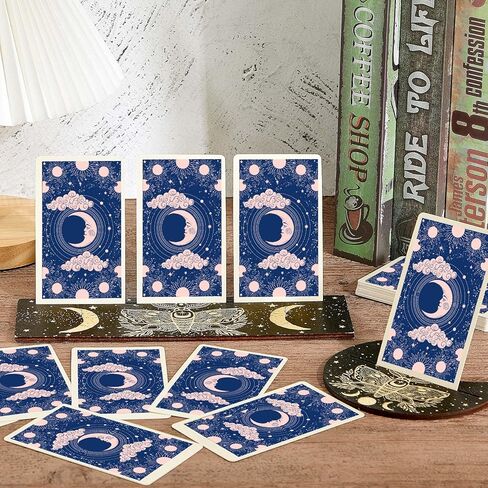 Queekay 6 Pieces Wooden Tarot Card Holder Stand Include Tarot Card Deck Holders Moon Shaped Tarot Card Display Black Altar Card Stands for Oracle Witch Divination Tools Tarot Decor Wiccan Supplies in Saudi Arabia