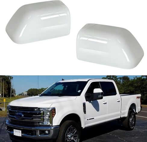 قبعات غطاء مرآة بيضاء أكسفورد لـ 2008-2024 Ford F250 F350 F450 F550، ملحقات شاحنة القطر فائقة التحمل (17-24 سوبر ديوتي أكسفورد أبيض) in Kuwait