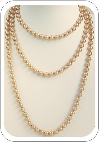 Long Pearl Necklaces for Women Faux Pearl Dangle Necklace Chunky Bead Layered Pearl Necklace Wedding Bridal 60" Pearl Necklace 1920s Gatsby Costume Jewelry in Saudi Arabia