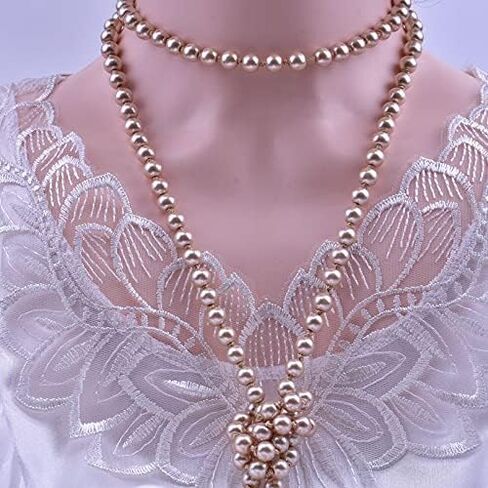 Long Pearl Necklaces for Women Faux Pearl Dangle Necklace Chunky Bead Layered Pearl Necklace Wedding Bridal 60" Pearl Necklace 1920s Gatsby Costume Jewelry in Saudi Arabia