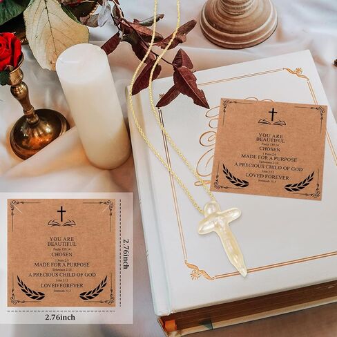 Highergo 2 Pcs Nature Pearl Cross Necklace for Women Big Chunky Pearl Cross Necklace Nature Freshwater Pearl Cross Necklace in Kuwait