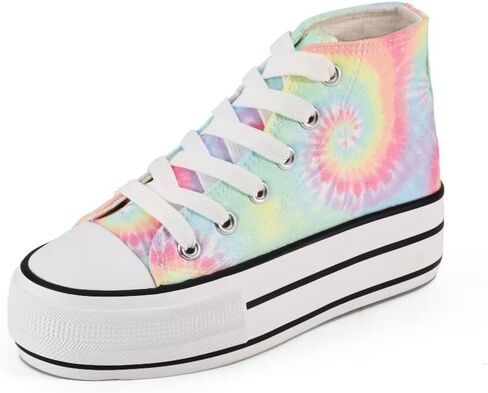JUDIS Girls’ Platform Canvas Shoes Lace-up Fashion Sneakers Low Top and High Top Casual Shoes for Girls in Kuwait