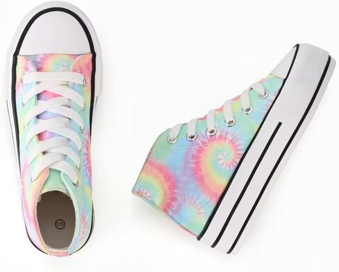 JUDIS Girls’ Platform Canvas Shoes Lace-up Fashion Sneakers Low Top and High Top Casual Shoes for Girls in Kuwait