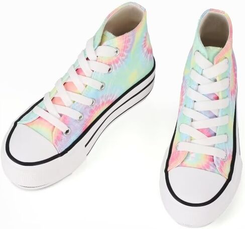 JUDIS Girls’ Platform Canvas Shoes Lace-up Fashion Sneakers Low Top and High Top Casual Shoes for Girls in Kuwait