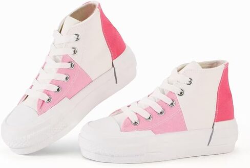 JUDIS Girls’ Platform Canvas Shoes Lace-up Fashion Sneakers Low Top and High Top Casual Shoes for Girls in Saudi Arabia