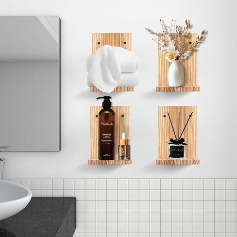 Small Floating Shelf for Wall,Mini Wall Ledges Shelves Wooden Set of 2,Plants Hanging Storage Display Decor Indoor for Living Room Bedroom Bathroom Kitchen Office Decoration (Rustic Walnut) in Saudi Arabia