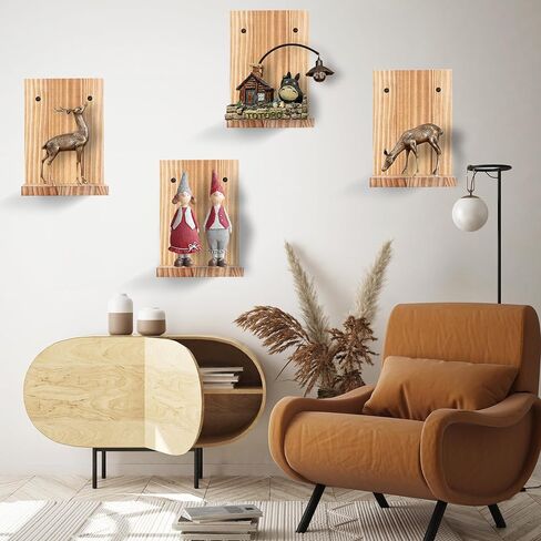 Small Floating Shelf for Wall,Mini Wall Ledges Shelves Wooden Set of 2,Plants Hanging Storage Display Decor Indoor for Living Room Bedroom Bathroom Kitchen Office Decoration (Rustic Walnut) in Saudi Arabia