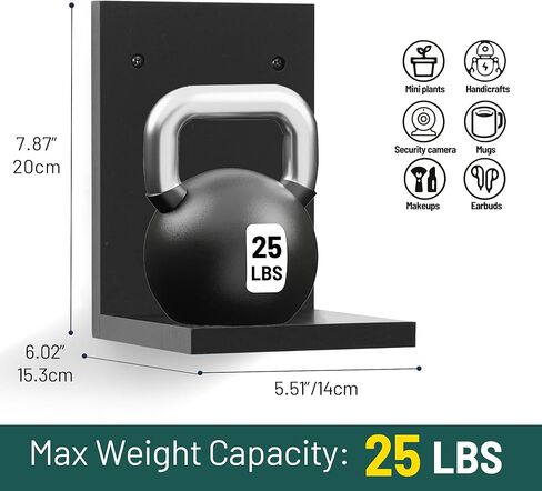 Small Floating Shelf for Wall,Mini Wall Ledges Shelves Wooden Set of 2,Plants Hanging Storage Display Decor Indoor for Living Room Bedroom Bathroom Kitchen Office Decoration (Rustic Walnut) in Kuwait