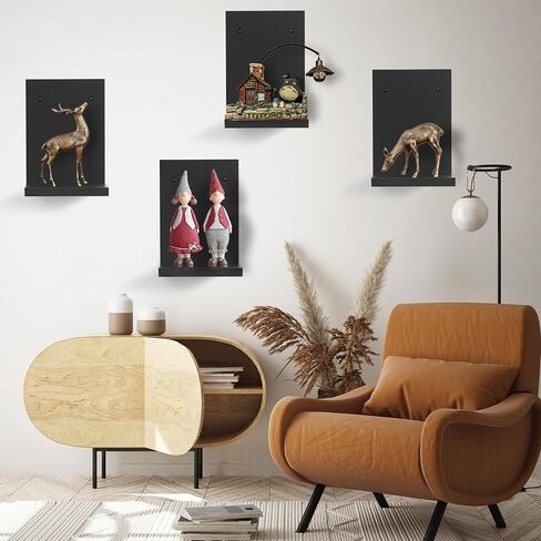 Small Floating Shelf for Wall,Mini Wall Ledges Shelves Wooden Set of 2,Plants Hanging Storage Display Decor Indoor for Living Room Bedroom Bathroom Kitchen Office Decoration (Rustic Walnut) in Kuwait