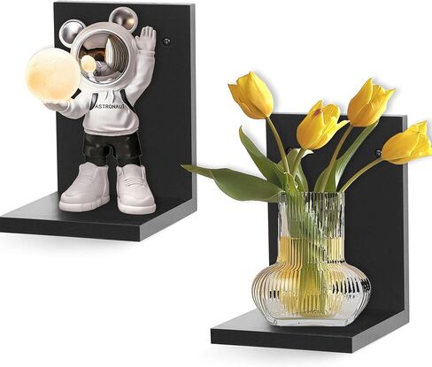 Small Floating Shelf for Wall,Mini Wall Ledges Shelves Wooden Set of 2,Plants Hanging Storage Display Decor Indoor for Living Room Bedroom Bathroom Kitchen Office Decoration (Rustic Walnut) in Kuwait