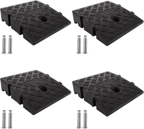 qtlcohd 4 حزمة سلالم كبح 2 "ارتفاع الارتفاع الثقيلة درب كبح سلالم عتبة المحمولة سلالم المسار سلالم خطوة صغيرة للسيارات والكراسي المتحركة والدراجات والدراجات النارية in Kuwait