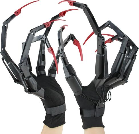 Halloween Articulated Fingers, Articulated Finger Extensions with Gloves, Hand Claws for Halloween Costume, Halloween Hand, Need to Assemble Finger Extension, Fits Most Fingers Sizes, 1 Pair Black in Saudi Arabia