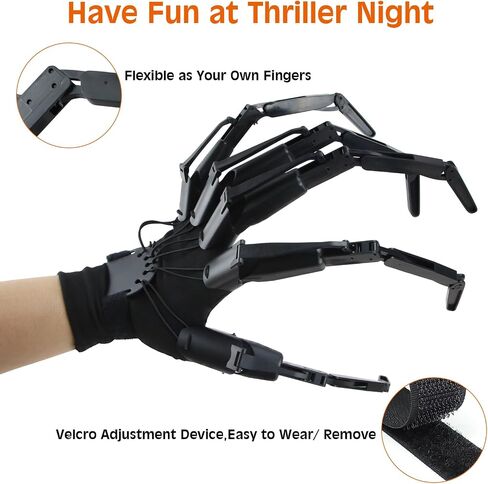Halloween Articulated Fingers, Articulated Finger Extensions with Gloves, Hand Claws for Halloween Costume, Halloween Hand, Need to Assemble Finger Extension, Fits Most Fingers Sizes, 1 Pair Black in Saudi Arabia