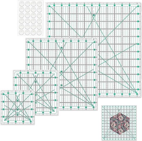 4 Pack Quilting Rulers, Clear Acrylic Square Quilting Templates, Fabric Cutting Ruler for Craft Projects Quilting and Sewing （Blue） in Kuwait