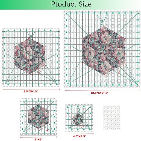 4 Pack Quilting Rulers, Clear Acrylic Square Quilting Templates, Fabric Cutting Ruler for Craft Projects Quilting and Sewing （Blue） in Kuwait