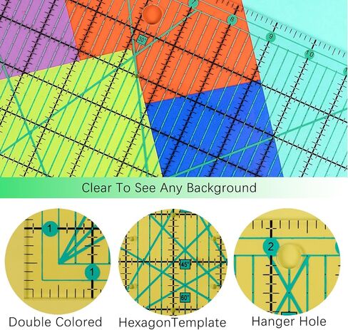 4 Pack Quilting Rulers, Clear Acrylic Square Quilting Templates, Fabric Cutting Ruler for Craft Projects Quilting and Sewing （Blue） in Kuwait