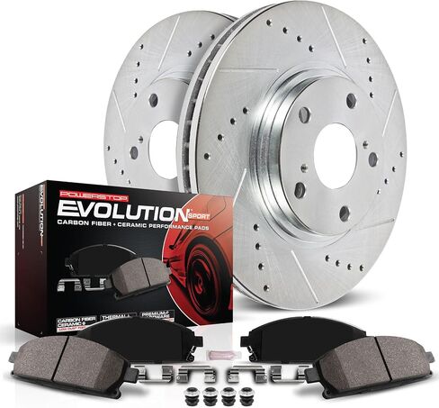 Power Stop K4554 Front Z23 Carbon Fiber Brake Pads with Drilled & Slotted Brake Rotors Kit in Saudi Arabia