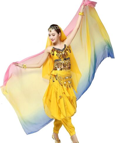 Women's Belly Dance Gradual Colorful Chiffon Scarf and Veil 2.5 * 1.2M in Kuwait