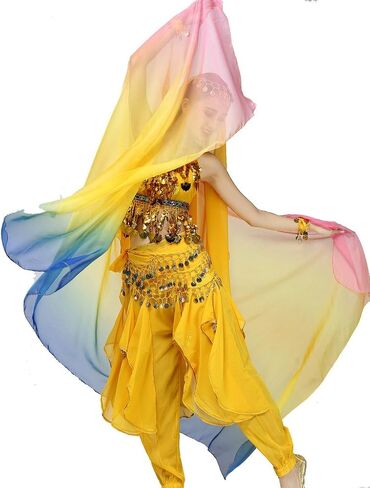 Women's Belly Dance Gradual Colorful Chiffon Scarf and Veil 2.5 * 1.2M in Kuwait