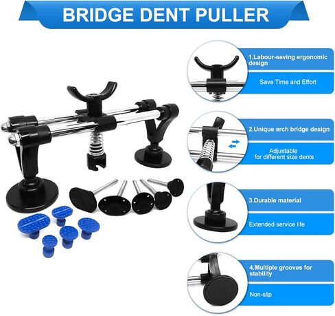 أداة سحب دنت - مجموعة إصلاح دنت السيارة، مجموعة إزالة دنت مع أداة سحب دنت جسر مزدوج القطب لإزالة الانبعاجات تلقائيًا، وضربات الأبواب وتلف برد السيارة in Kuwait