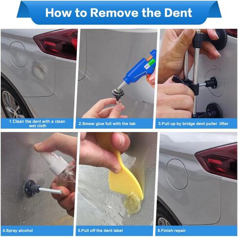 أداة سحب دنت - مجموعة إصلاح دنت السيارة، مجموعة إزالة دنت مع أداة سحب دنت جسر مزدوج القطب لإزالة الانبعاجات تلقائيًا، وضربات الأبواب وتلف برد السيارة in Kuwait
