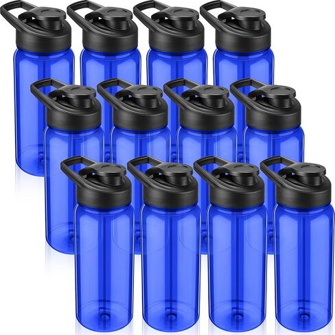 12 Pcs Plastic Sports Bottles 17 oz Reusable Water Bottles Bulk Portable Sports Drink Bottles Cups Pack Bike Water Bottles with Handle for Kids Adult School Teams Gym Hike Camping Cycling (Clear) in Saudi Arabia