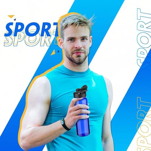 12 Pcs Plastic Sports Bottles 17 oz Reusable Water Bottles Bulk Portable Sports Drink Bottles Cups Pack Bike Water Bottles with Handle for Kids Adult School Teams Gym Hike Camping Cycling (Clear) in Saudi Arabia
