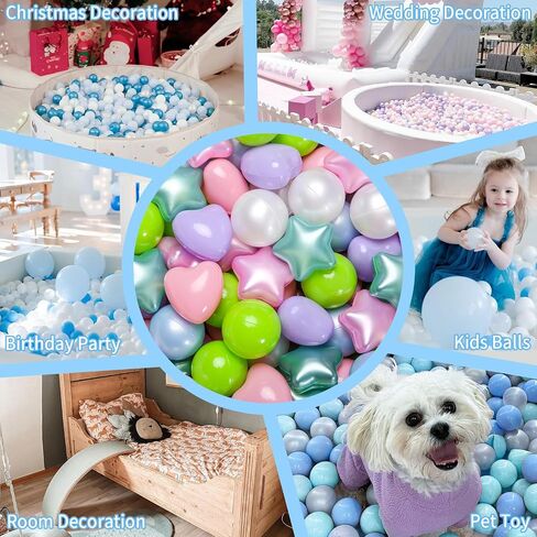 GOGOSO Ball Pit Balls,Plastics Balls for Ball Pit, Stars Hearts Shapes, Pastel Ball for Toddlers Kids Party and Friendship Bracelet Banner Xmas Tree Decor in Saudi Arabia