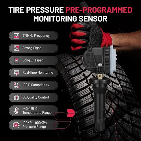 BDFHYK GM 315 ميجا هرتز نظام مراقبة ضغط الإطارات TPMS أجهزة الاستشعار المتوافقة مع Chevy Silverado GMC Cadillac Buick Pontiac Saturn Hummber Saab Replace#13598771 13598772 13586335 13581558 4 عبوات in Saudi Arabia