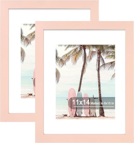 11x14 Picture Frame (2 Pack, Pink), Display Pictures 8x10 with Mat or 11x14 Without Mat, 11 by 14 Photo Frames TableTop Display and Wall Mounting in Saudi Arabia
