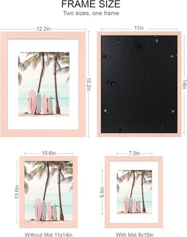 11x14 Picture Frame (2 Pack, Pink), Display Pictures 8x10 with Mat or 11x14 Without Mat, 11 by 14 Photo Frames TableTop Display and Wall Mounting in Saudi Arabia