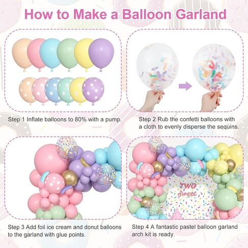 Donut Birthday Party Decorations, 116Pcs Donut Balloons Garland Grow Up Party Supplies Donut Banner Pink Blue Confetti Pearlescent Foil Balloons for Sweet Birthday Party Baby Shower Decorations in Kuwait