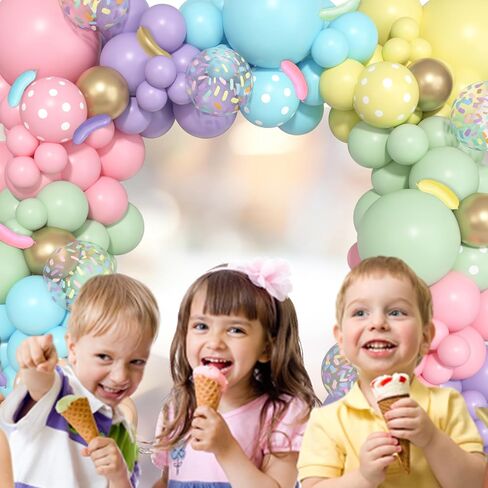 Donut Birthday Party Decorations, 116Pcs Donut Balloons Garland Grow Up Party Supplies Donut Banner Pink Blue Confetti Pearlescent Foil Balloons for Sweet Birthday Party Baby Shower Decorations in Kuwait