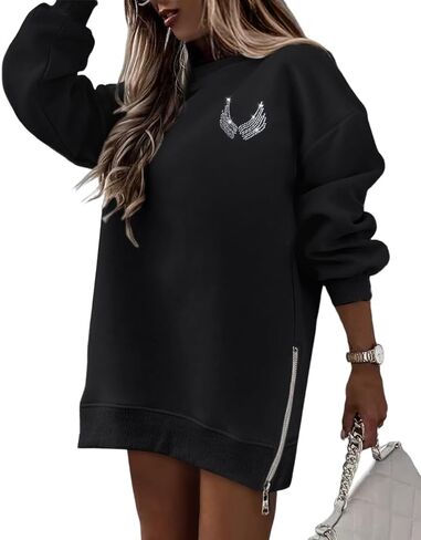 CHICME BEST SHOPPING DEALS Chic Me Womens Long Sleeve Zipper Slit Sweatshirt Casual Pullover Zipper Hoodies in Saudi Arabia