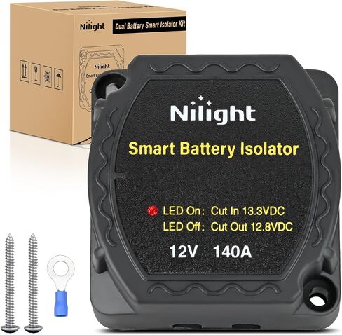 Nilight 12V 140 أمبير بطارية مزدوجة عازلة الجهد الحساس التتابع الذكي VSR بطارية مزدوجة شاحن تلقائي مرحل قطع التبديل التلقائي مقاوم للماء لشاحنة فان RV ATV UTV قارب يمكن صباحا in Saudi Arabia