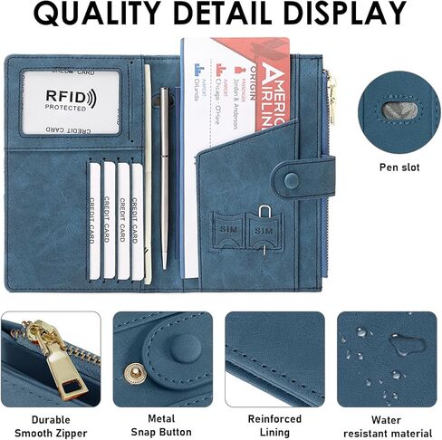Passport Holder for Women Men Slim RFID Blocking Travel Passport Cover Wallet Purse with Zipper Pocket and Vaccine Card Slot in Kuwait
