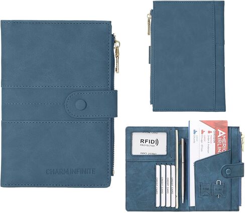 Passport Holder for Women Men Slim RFID Blocking Travel Passport Cover Wallet Purse with Zipper Pocket and Vaccine Card Slot in Kuwait