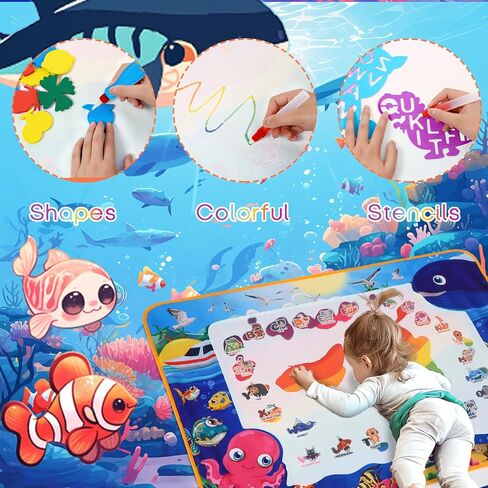 Aqua Doodle Pad Neon，Water Doodle Mat with Bag, Water Drawing for Travel, Magic Coloring Painting Writing Mat for Toddlers & Kids 3 4 5 6 7 in Saudi Arabia