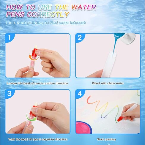 Aqua Doodle Pad Neon，Water Doodle Mat with Bag, Water Drawing for Travel, Magic Coloring Painting Writing Mat for Toddlers & Kids 3 4 5 6 7 in Saudi Arabia