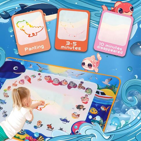 Aqua Doodle Pad Neon，Water Doodle Mat with Bag, Water Drawing for Travel, Magic Coloring Painting Writing Mat for Toddlers & Kids 3 4 5 6 7 in Saudi Arabia