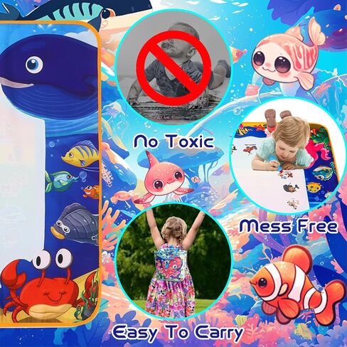 Aqua Doodle Pad Neon，Water Doodle Mat with Bag, Water Drawing for Travel, Magic Coloring Painting Writing Mat for Toddlers & Kids 3 4 5 6 7 in Saudi Arabia